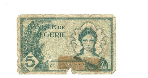 Argelia: Billete  Cinco Francos Año 1942