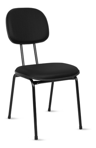 Cadeira de escritório Loja PegaPega Secretária em base palito fixa  preta com estofado de couro sintético