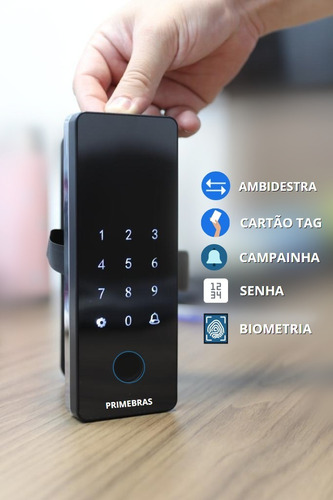 Fechadura Digital Biométrica Para Porta De Primebras Vidro