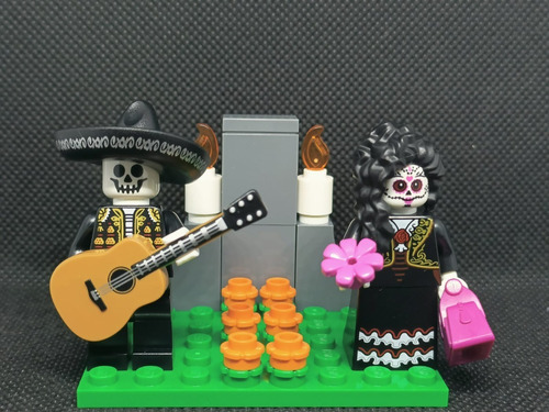 Lego Minifigura: Mariachi Esqueleto , Catrina , Tumba