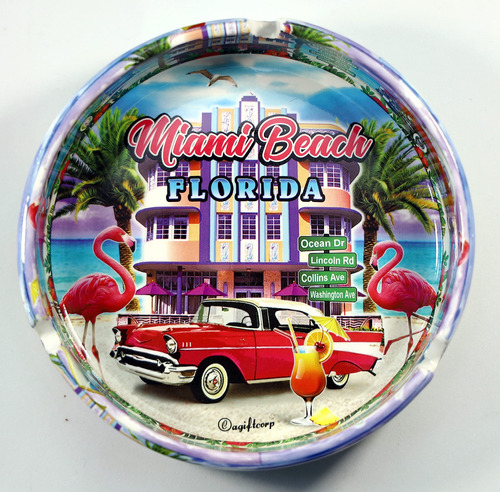 World By Shotglass Miami Beach Florida Scene - Cenicero De C