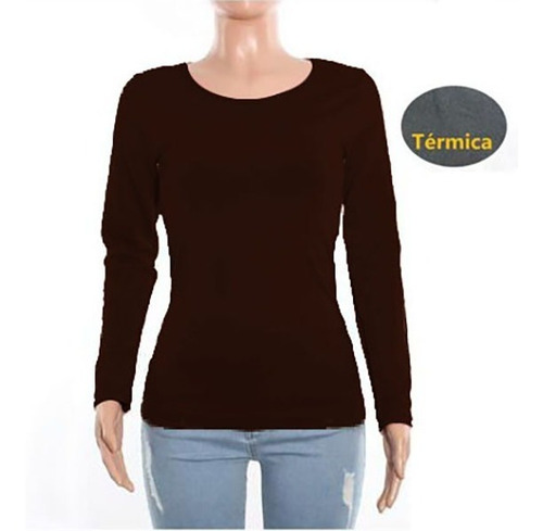 Imagen 2 de 2 de Blusa Térmica Afelpada Lycra Cuello Redondo Unitalla Mayoreo