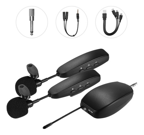 F Sistema De Micrófono Inalámbrico Uhf 2 Transmisor Y 1 Rece