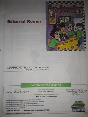 Libro Ajedrez 3 Preescolar Usado Editorial Romor (2vrdes)