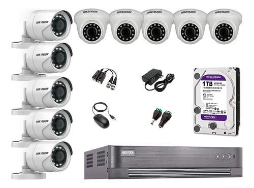 Kit 10 Camaras De Seguridad Hikvision Hd 1tb P2p