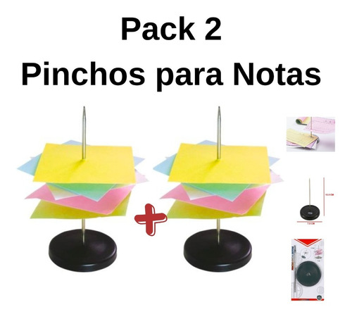 Pack 2 Pincho Soporte Metalico Guardanotas De Escritorio 