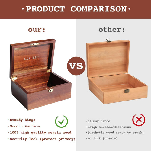 Caja De Madera Lxserey 100% Acacia Wood Storage Box Con Cerr