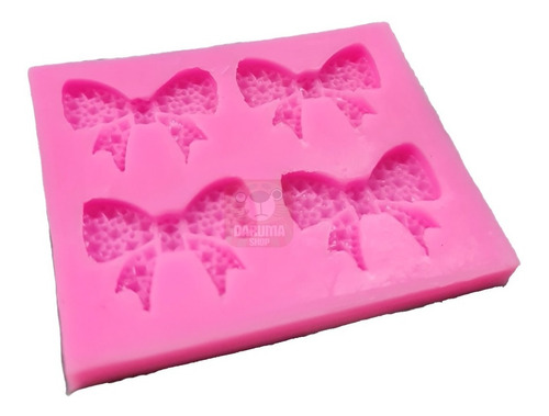 Imagen 2 de 6 de Molde Silicona 4 Moño Lazo Con Diamantes Fondant Porcelana