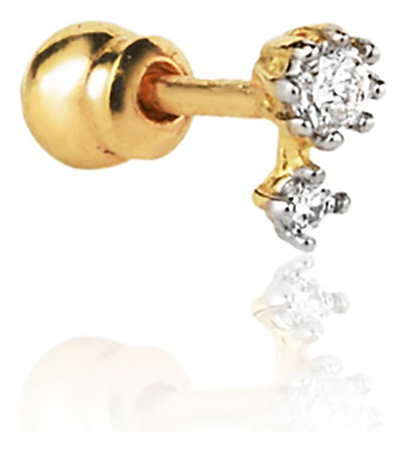 Piercing De Ouro 18k Tragus Cartilagem Helix Com Diamantes
