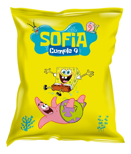 Bolsa Chip Bag Imprimible Bob Esponja Textos Editables Pdf