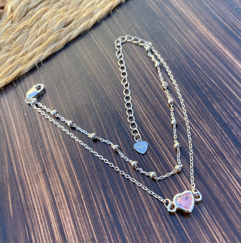 Pulseira Ek Víntage Prata S925 Camada Dupla E Pedra Zircônia