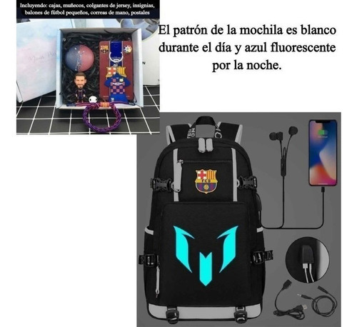 Messi Mochilas Maletas Bolsas De Viaje Y Kit Muñecas Color Negro Diseño De La Tela Negro/negro