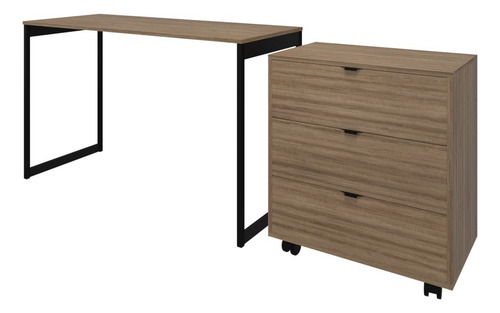 Mesa Escritório Escrivaninha Industrial + Gaveteiro Cômoda Cor Laminado com Preto