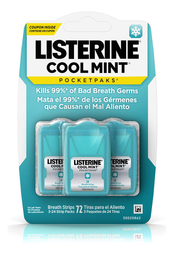 Listerine Pocketpaks - Tiras De Respiracin, Menta Fresca, 72