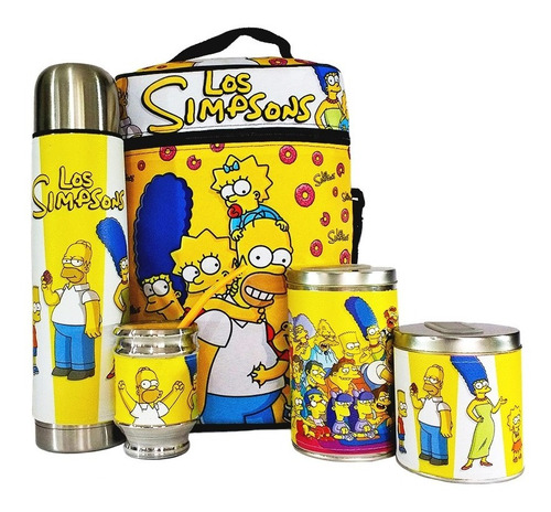 Equipo De Mate Completo Los Simpsons Cuero Set Kit Matero 