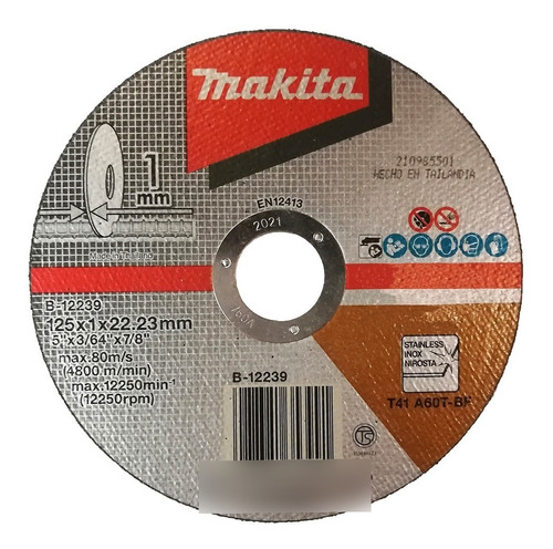 10 Discos Makita 125 X 1 X 22.23 Mm Para Inoxidable B-12239