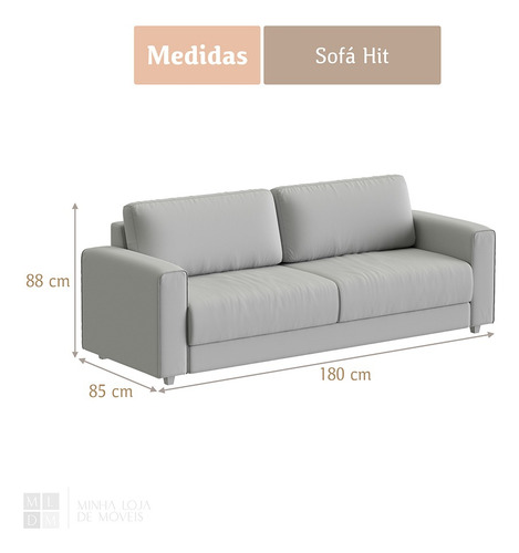 Sofá Living 3 Lugares Hit 180cm No Linho Várias Cores