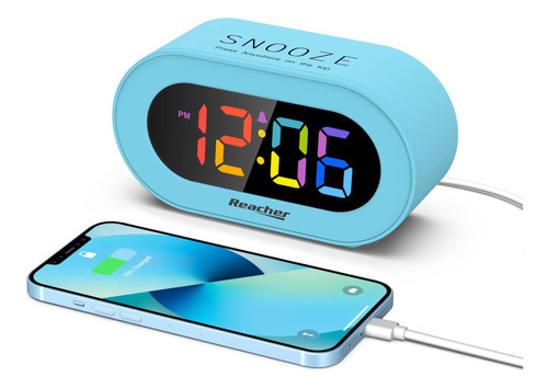 Reacher Reloj Despertador Para Niños Con Cargador Usb, 0-100