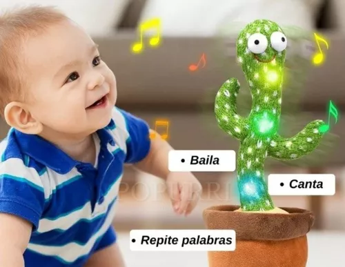 Juguete Cactus Baila Canta Repite Voz Con Luz Recargable