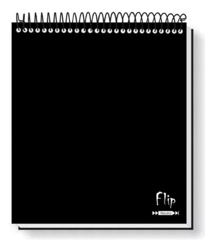 Caderno Para Canhotos 10 Matérias 160 Fls Flip Neutro Preto