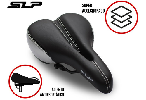 Imagen 3 de 10 de Asiento Bicicleta Antiprostático Mtb Ancho Slp Acolchado