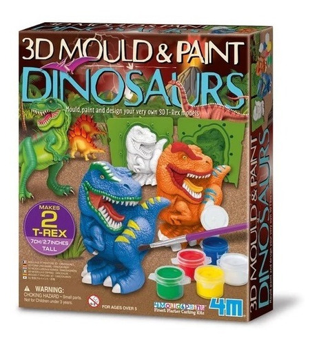 Kit De Moldear Y Pintar Dinosaurios T-rex 4m Cadaqués Kids