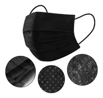 Comprar Barbijos Quirurgicos Descart Tapabocas Tricapa Negro X 50un