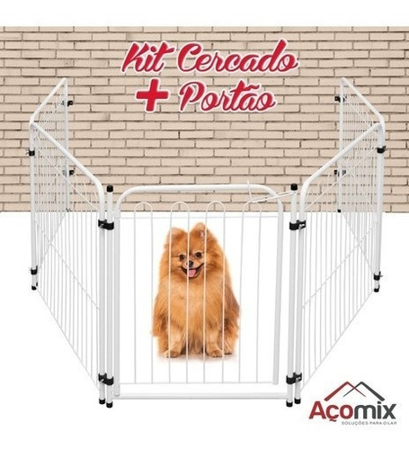 Kit Cercado Delimitador Com Portão Para Cães Pequenos Cor Branco