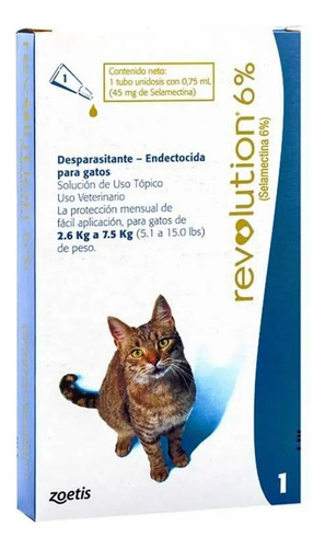 Revolution 6% Pipeta Externa Para Gatos De 2.6 A 7.5 Kg