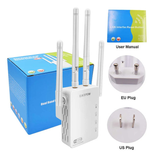 Repetidor Dual Band Wi-fi Ap  Marca Eatpow Ac1200m 4 Antenas