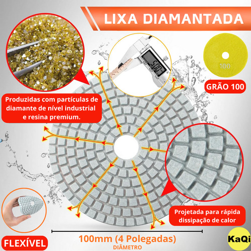 20 Lixas 4 Pol.100mm Diamantada Discos Grão Granito Mármore