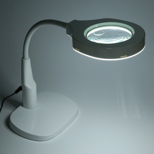 Lupa De Mesa Com Garra Bancada Table Magnifier Lamp Envio Já