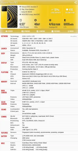 Xiaomi Poco M3 M2010j19ct 4gb 64gb Dual Sim Duos