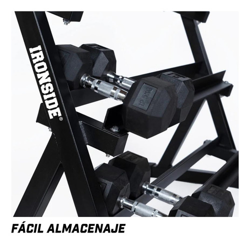 Mancuerna Hexagonal Ironside Hierro Fundido Engomado 27.5kg