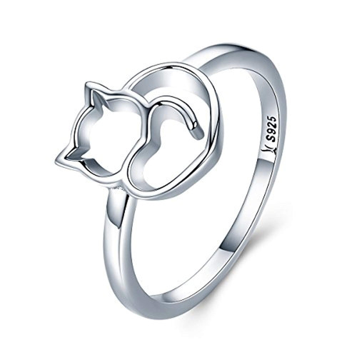 Wostu 925 Sterling Silver Cat Rings Mujeres