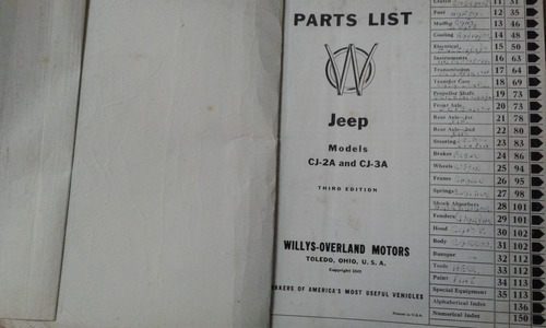 Manual 100% Original De Despiece: Jeep Willys Cj-2a Y Cj-3a