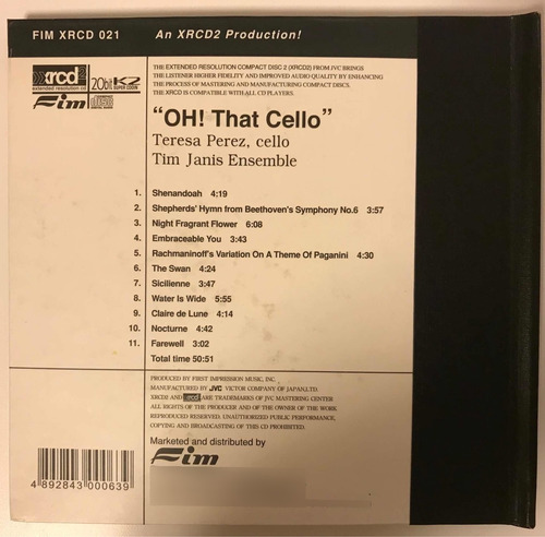 Xrcd 2 Cd Fim Records Oh That Cello Teresa Perez (Usado)