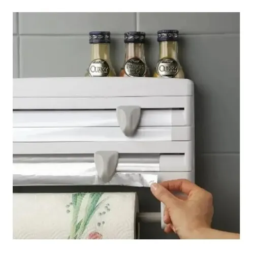 Dispensador Cocina Soporte 4 En1 Rollo Papel Nova Film Alusa