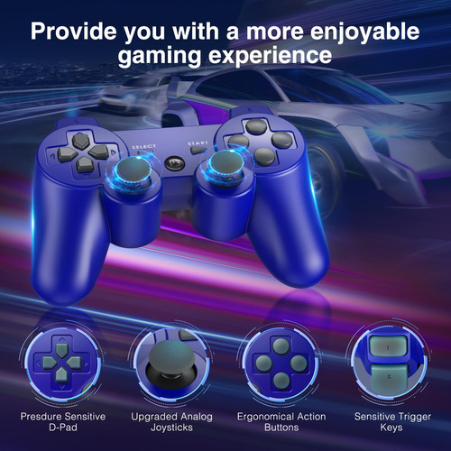 Controlador Inalámbrico Ps3 Joystick Batería Recargable Azul
