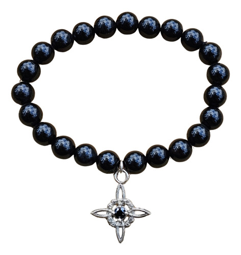 Pulsera Brazalete Nudo De Brujas Wicca Con Piedra Cúbic Obsidiana Negra 18 Cm 18 Cm