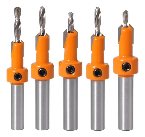 5 Pcs Brocas Rebaixo 8/10mm De Parafuso Em Madeira Limitador