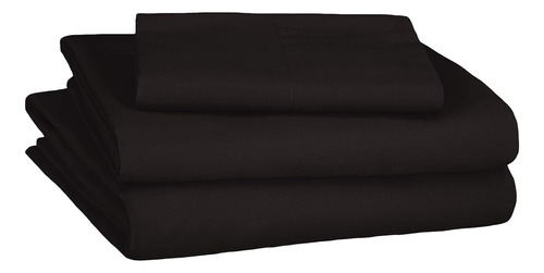Juego De Sábanas Extrasuaves, 3 Piezas - Individual Color Negro Diseño De La Tela Lisa