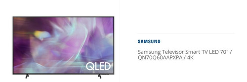 Smart Samsung 70 Pulgadas 2021 Qn70q60aapxpa 4k Premium Qled