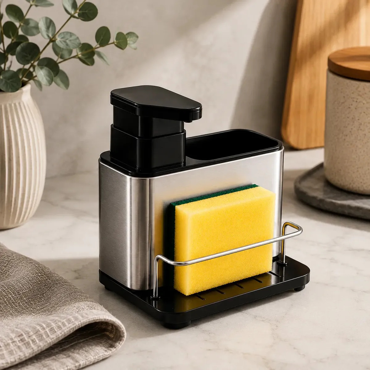 Porta Detergente Inox Dispenser Sabão Líquido  Organizador Pia Cozinha