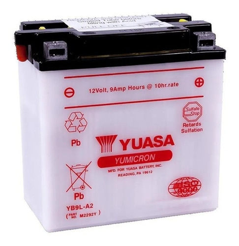 Bateria Motos Yuasa Yb9l-a2 12v 9ah Kasawaki Yamaha Rpm925