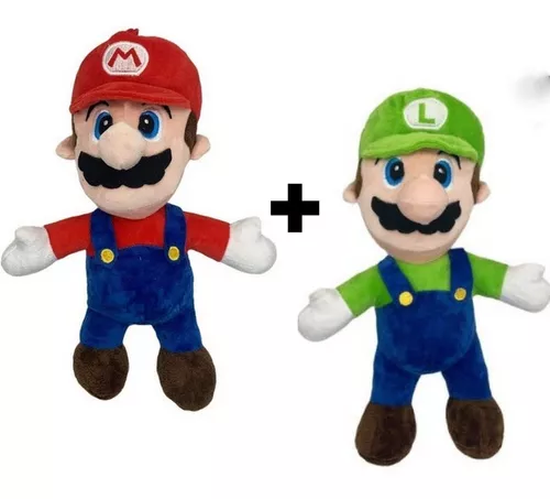 2 Peluches Muñeco Mario Bross + Luigi 22 Cm