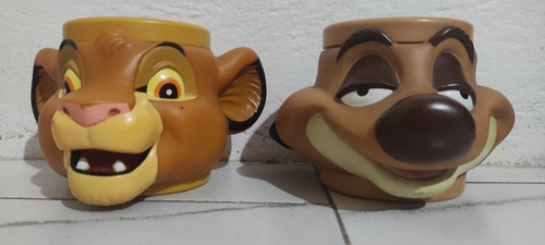 Tazas Rey León Plástico Disney Usadas Colección Timón Simba 