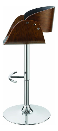 Taburete De Bar Ajustable Negro Y Cromado