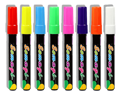 8u Lápiz De Tiza Líquida Iluminador Pizarra Fluorescente