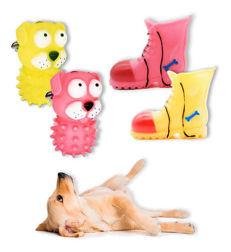 Imagem 1 de 6 de Kit Mordedor Pet Brinquedo P/ Cachorro 4pçs Brinca Exercita